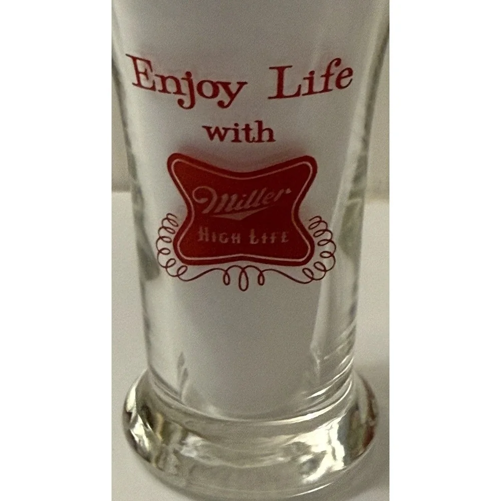 Miller High Life Collectible Beer Glass Red Logo Lot 2 Breweriana Barware MCM